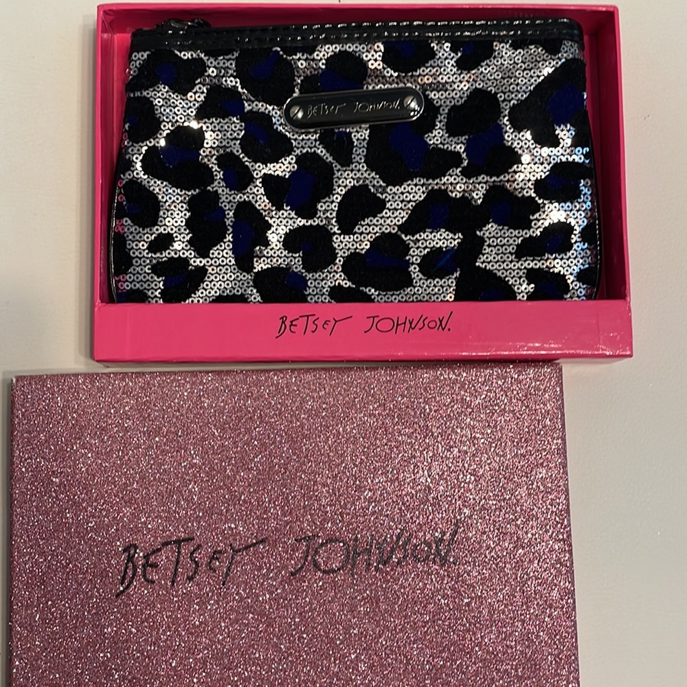 Betsey Johnson Leopard Sequin Wristlet